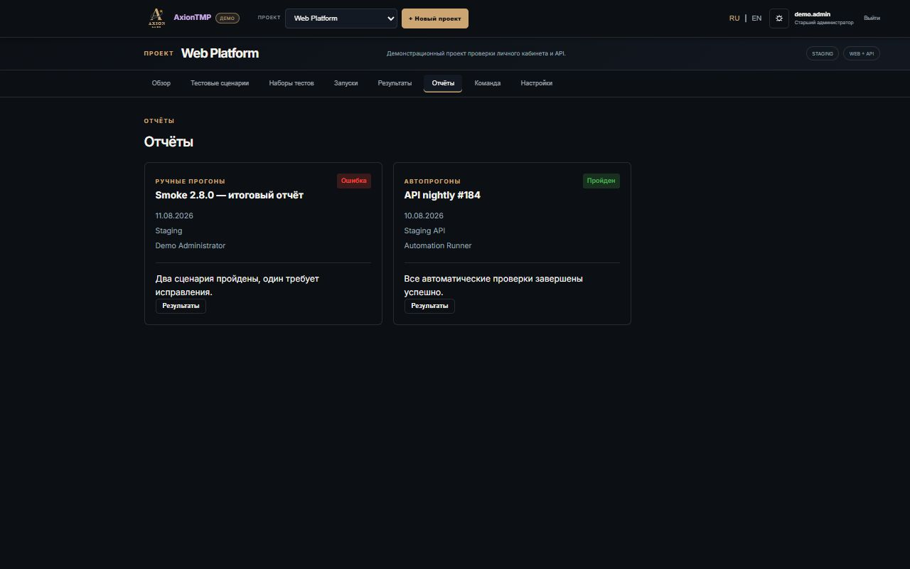 AxionTMP — Reports